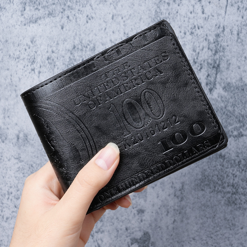 Fashionable new men's short wallet men's trendy light luxury $100 pattern  versatile and handsome coin purse wallet wallet