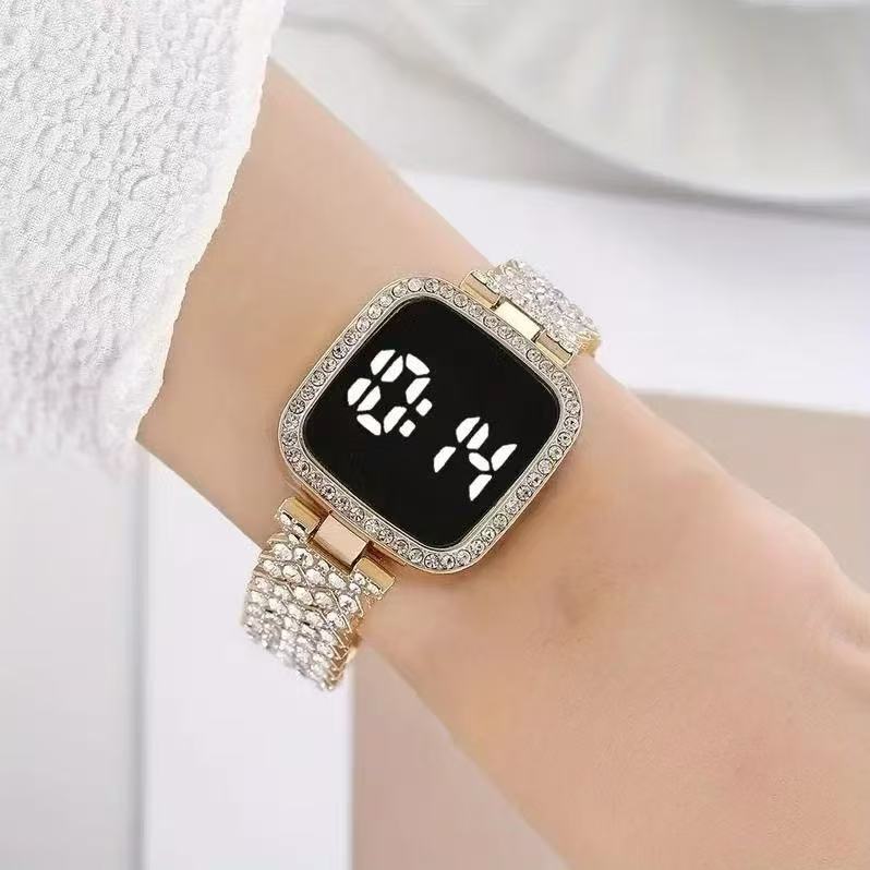 New European and American models Ladies' electronic square dial quartz watch Fashion bracelet ring earring necklace 6pcs/set