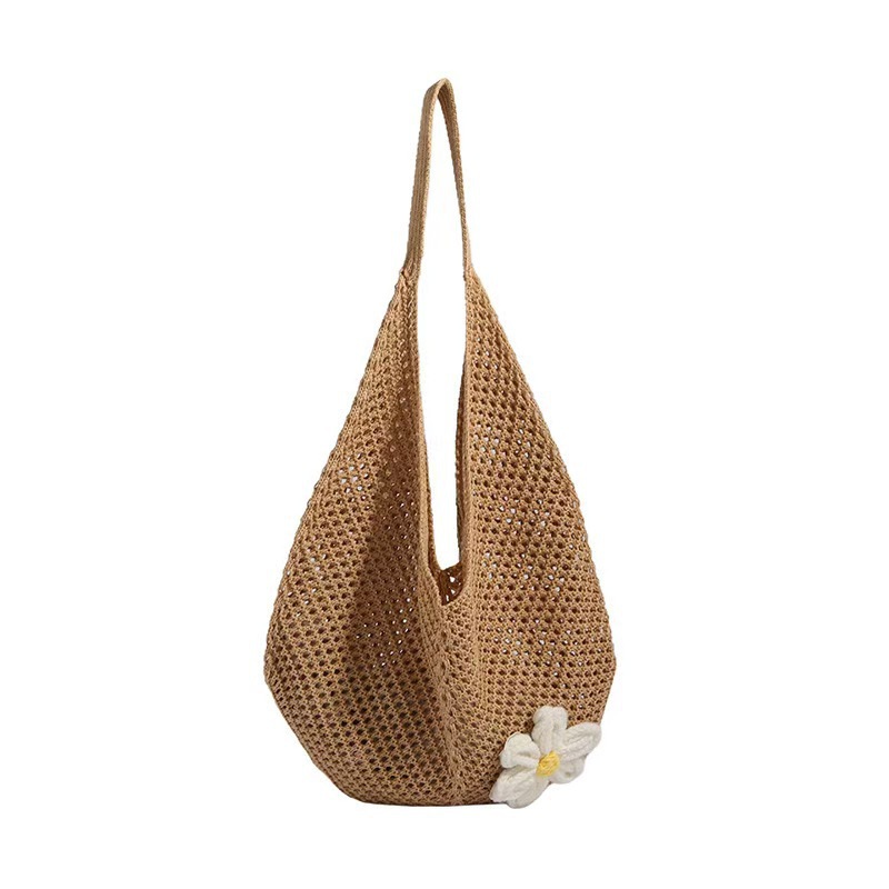Trendy Hollow Out Weave Straw Bag Bohemian Style Beach Handbag Hollow Tote Bag Large Capacity Lazy Style Beach Bag Shopping