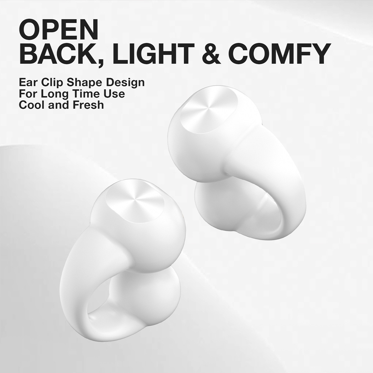 Clip-on Bluetooth 5.4 Earphones, Open Ear Wireless Earbuds with Charging Case, 48H Battery Life, Lightweight Comfort Fit, UK Plu