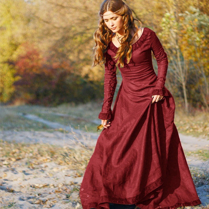 Medieval retro dress women's long sleeved performance outfit