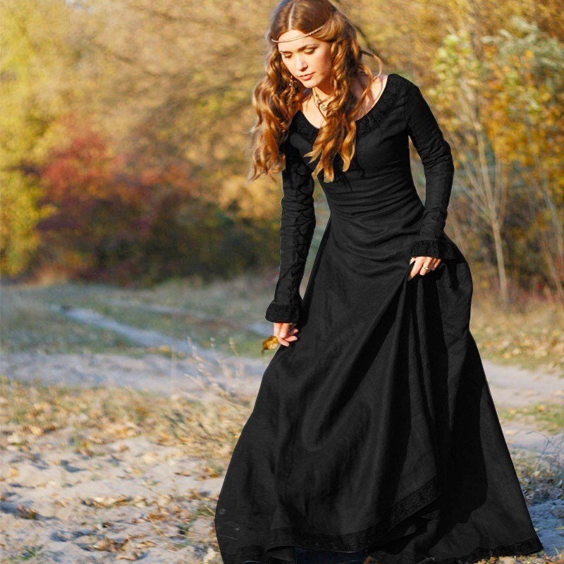 Medieval retro dress women's long sleeved performance outfit