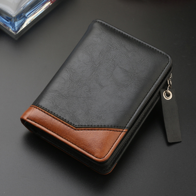2026 New Men's PU Leather Large Short Wallet With Zipper Coin Pocket Vintage Big Capacity Male Short Money Purse Card Holder
