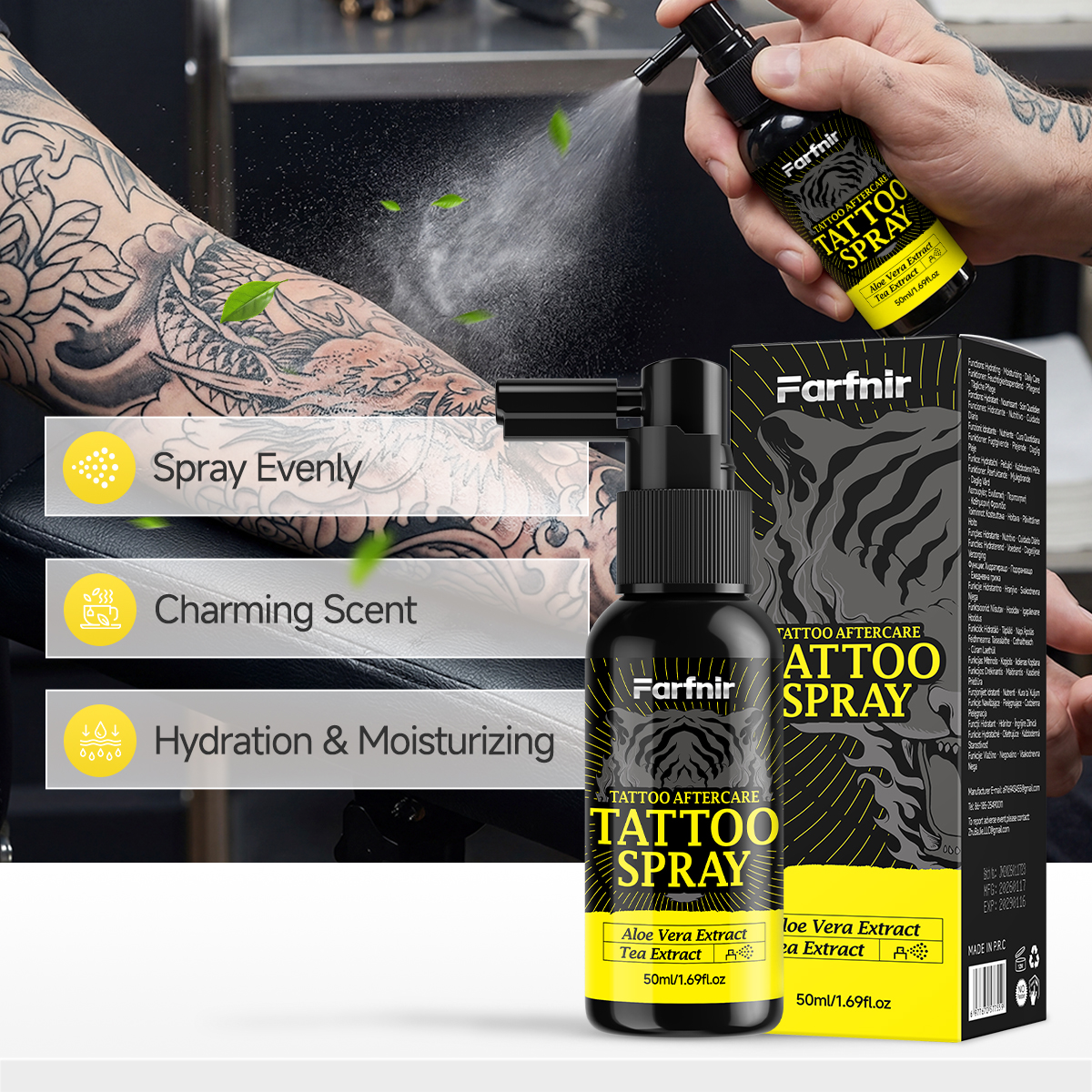 3set Tattoo care kit moisturizes and nourishes the skin, presents vibrant colors, and gently cares for the tattoo