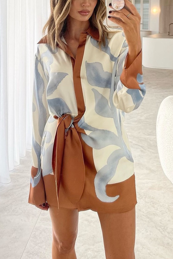 Free delivery of high-quality 2026 new summer women's clothing hot selling casual knotted long sleeved shirt dress