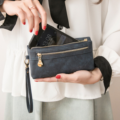 High quality Black Friday Big Capacity Women's Wallets Leather Double Zipper Day Clutch Purse Wristlet Card