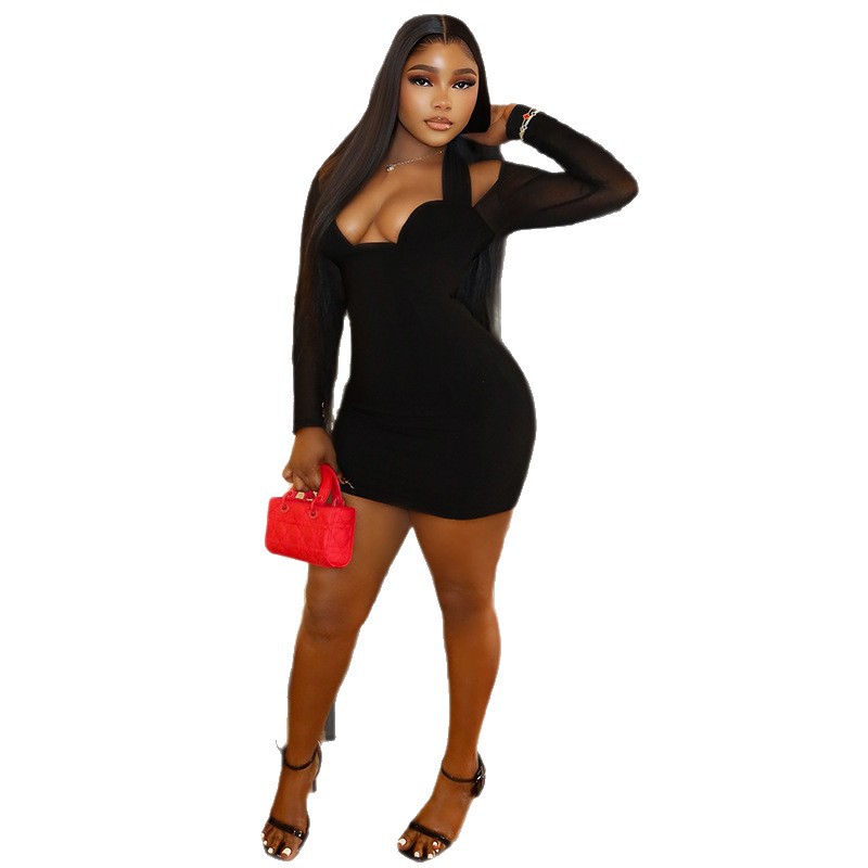 Free delivery of high-quality 2026 new summer women's clothing hot selling slim and sexy long sleeved short dress