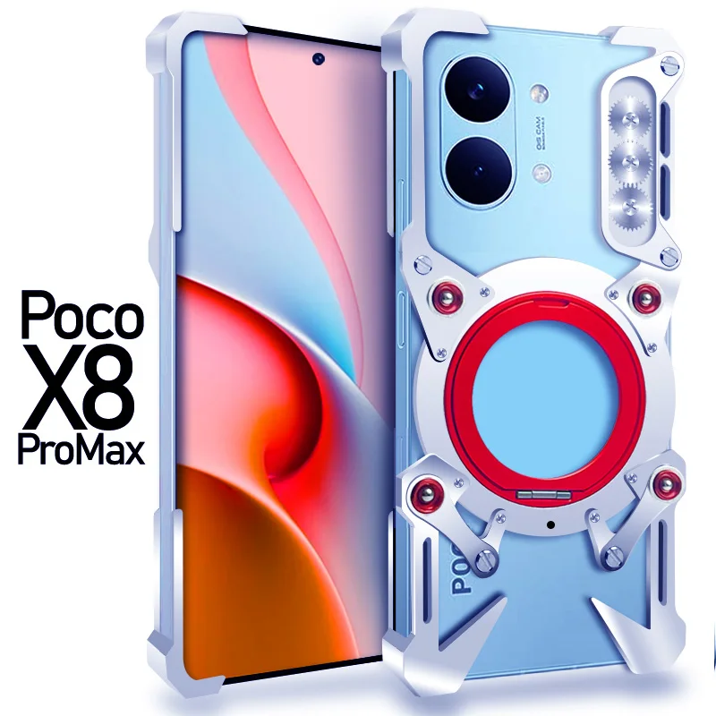 360 Rotating bracket metal Back Cover For Xiaomi Poco F5 F6 F7 F8 X5 X6 X7 X8 Pro Max Magnetic shockproof Phone Case