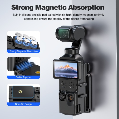 Magnetic Mount Stand Compatible with DJI Osmo Pocket 4 Accessories Clamp Magnet Suction Holder on Desktop/Vertical Adjustable