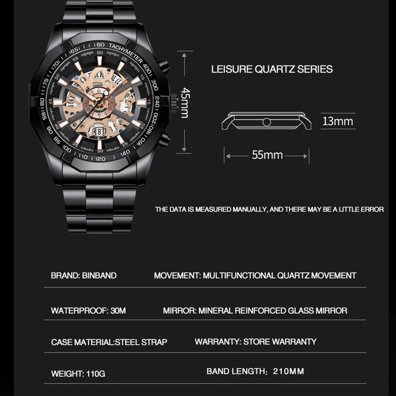 Business Men's Watches Waterproof Calendar Luminous Fashion Quartz Watch For Man Stainless Steel Male Clock Reloj Hombre