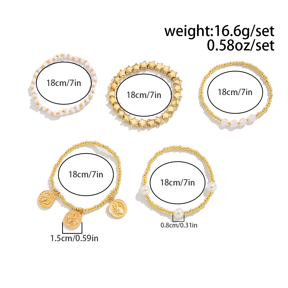 New products Europe and America Ladies Bohemian Pentagram Bead Elastic Bracelet Fashion Metal Imitation Pearl Bracelet