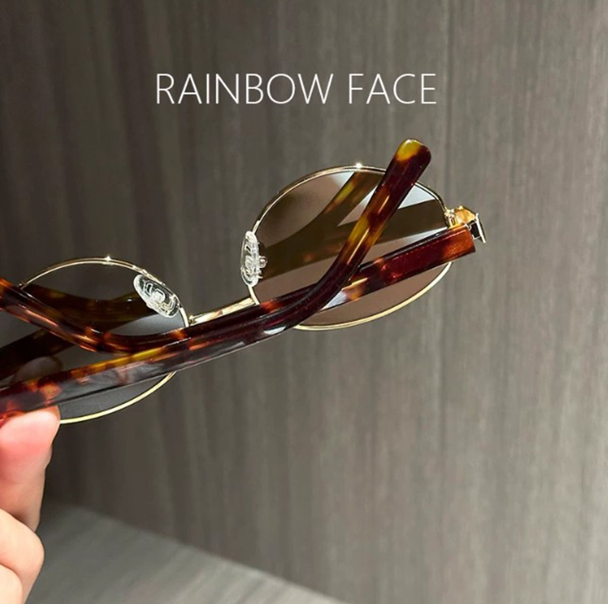 Elliptical Brown Leopard Print Leg Retro Old Money Style Sunglasses for Women with Round Face Sunglasses