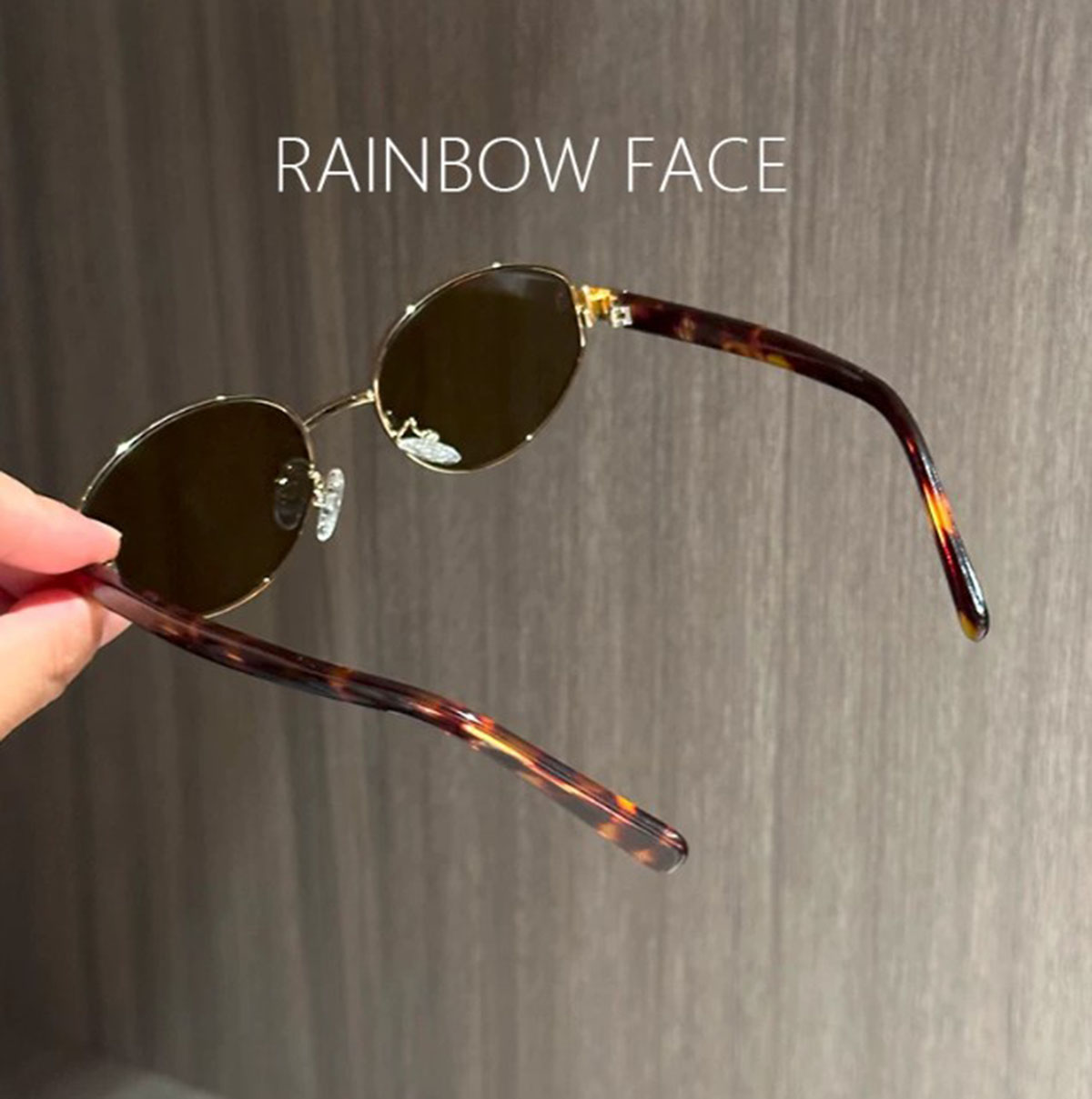 Elliptical Brown Leopard Print Leg Retro Old Money Style Sunglasses for Women with Round Face Sunglasses