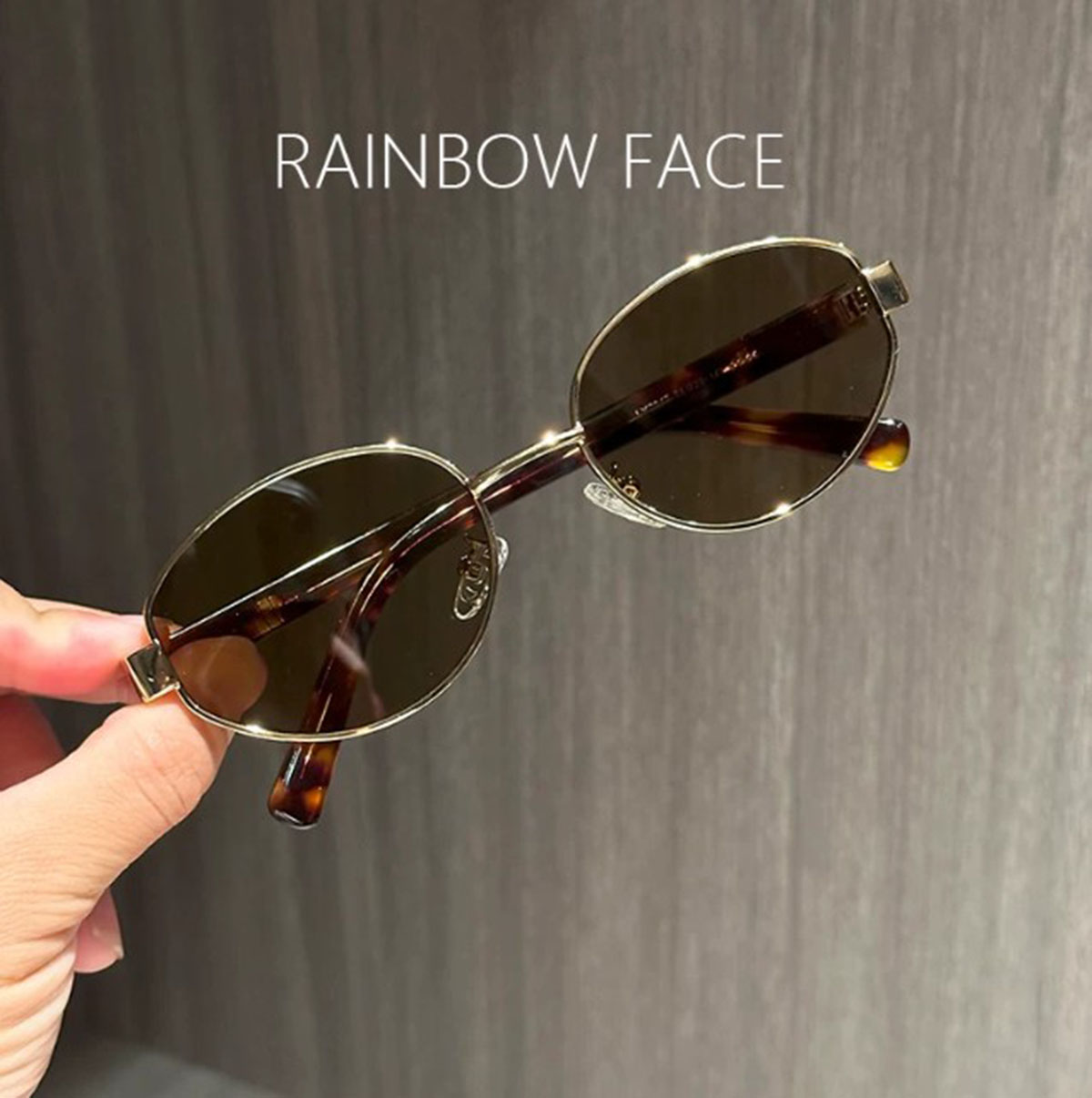 Elliptical Brown Leopard Print Leg Retro Old Money Style Sunglasses for Women with Round Face Sunglasses