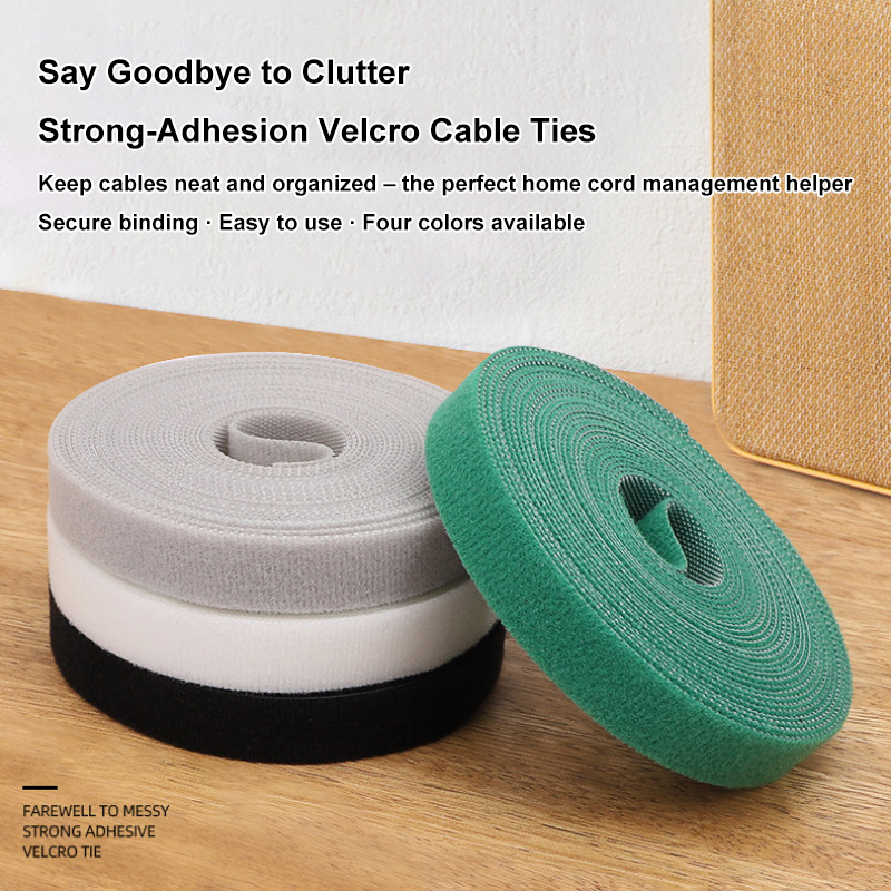 Reusable Velcro Cable Ties Strong Adhesive Cord Organizer Wire Management Wrap Roll Cut Size Portable Hook Office Car Home Use