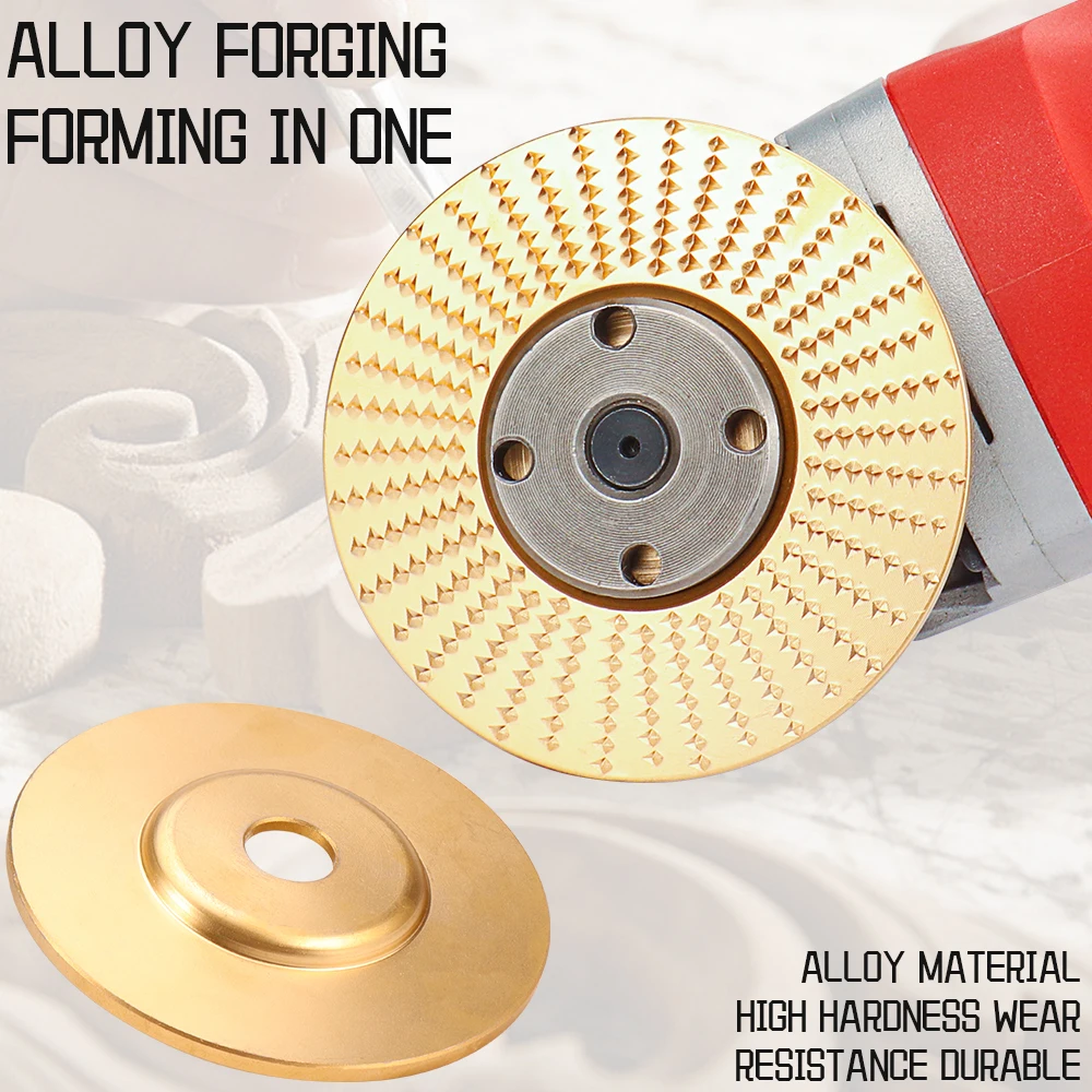 3PCS  Golden Wood Carving Disc Set For 4" Angle Grinder Wood Shaping Wheel Grinding Shaping Disc For Wood Cutting