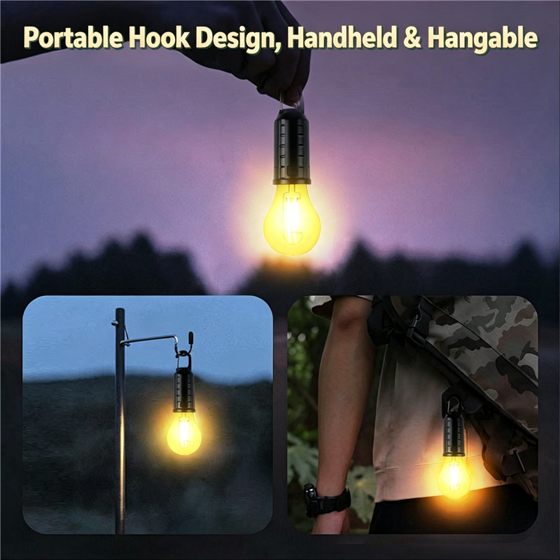 Solar Camping Light Portable Waterproof LED Lantern Rechargeable Type-C Fast Charging Bright Long Runtime Outdoor Emergency Lamp