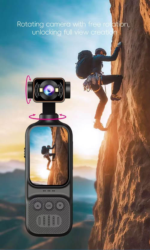 Black 1080P HD wearable sports POV camera 360 rotating lens clear windproof audio law enforcement recorder motorcycle black box