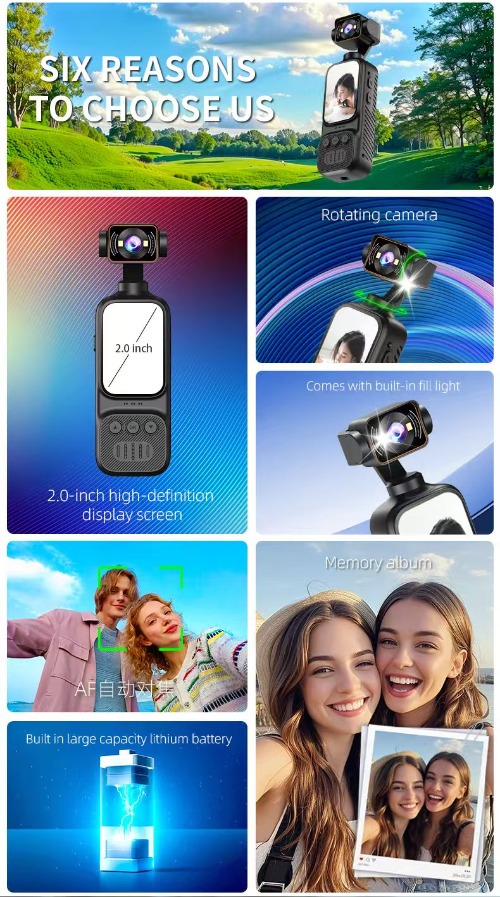 Black 1080P HD wearable sports POV camera 360 rotating lens clear windproof audio law enforcement recorder motorcycle black box