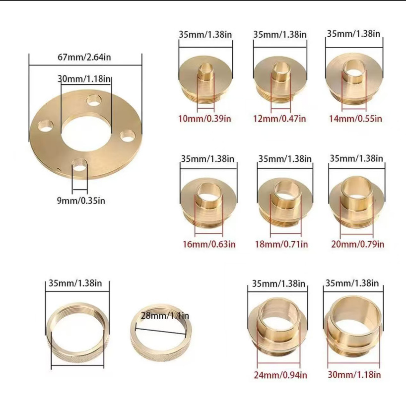 Acrylic Router Base Plate With Brass Router Guide Bushing Set For DEWALT Woodworking Auxiliary Tools Kit