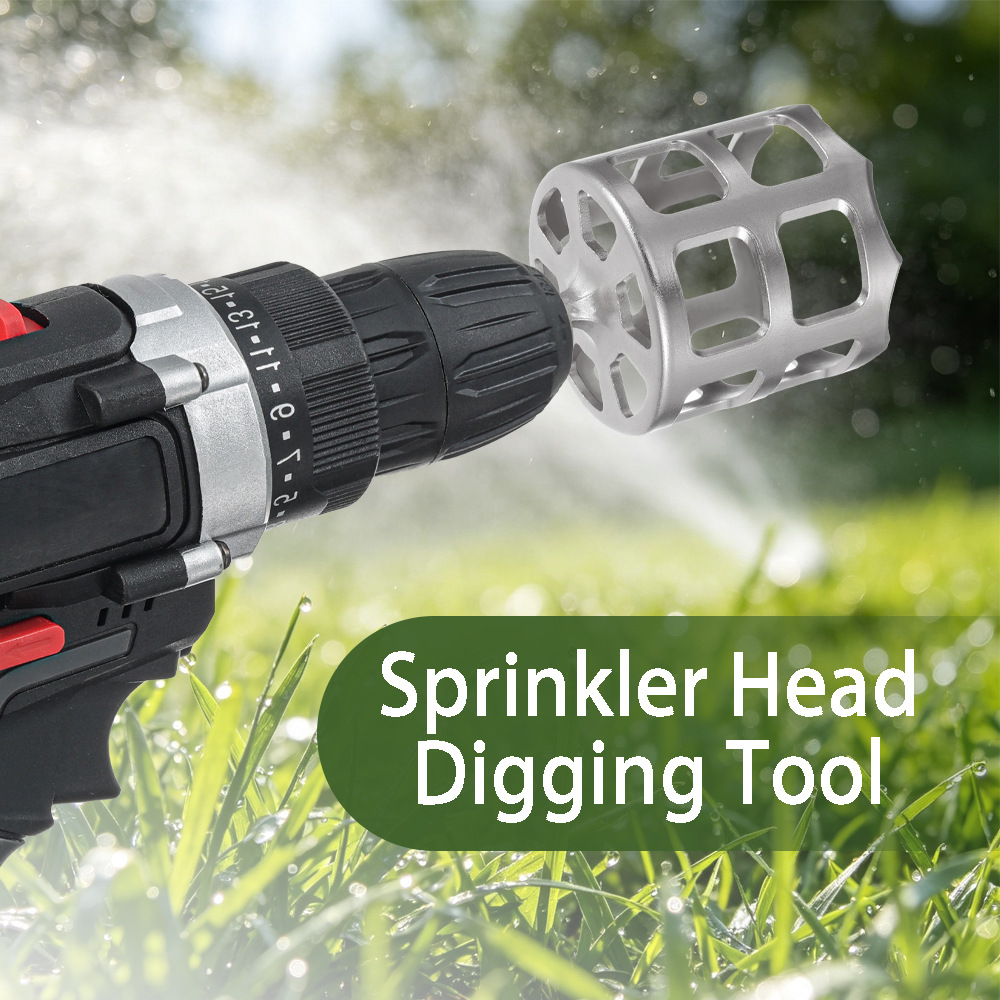 Sprinkler Head Grass Cutter For 1/2" Cordless Drill, Stainless Sprinkler Head Trimmer Tool, Lawn Sprinkler Cutter