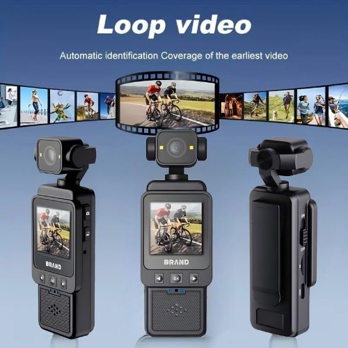 1080P Compact Action Camera, Vlog Camera with 360 Rotating Lens, Wearable Pocket Camera for Vlogging & Action Photography