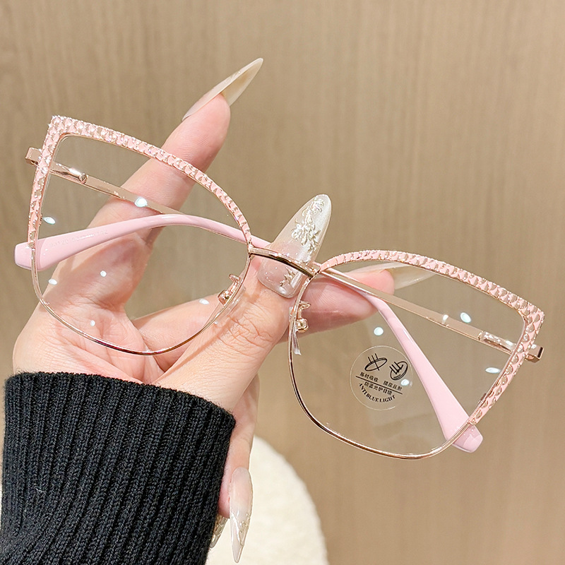 Cat Eye Shape Women's Glasses Frame Rhinestone Decoration Glasses Frame Women European American Style Women’s Eyewear Frames