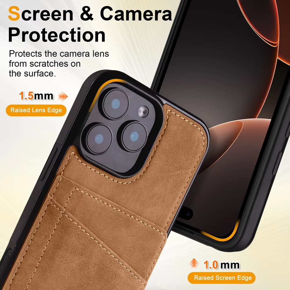 Kickstand Leather Case Anti-fall Wallet Case Cards Pocket Phone Cover For iPhone 17Pro Max 16 15 14 Pro 13 12 Pro Max 17Air