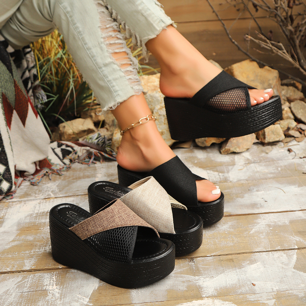 Free delivery of high-quality 2026 new summer women's clothing hot selling wedge heel thick soled sandals