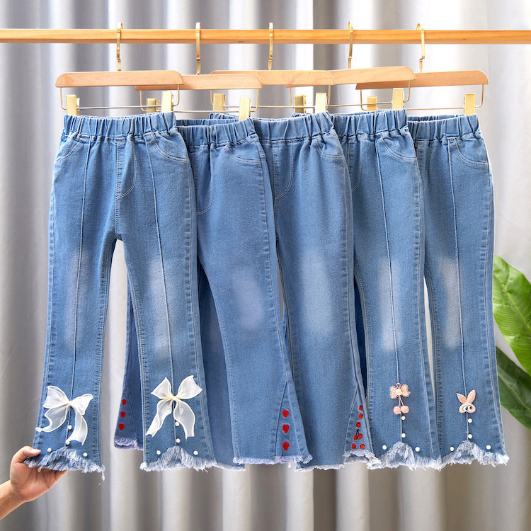 New CUHK children's slim fit jeans girls' flared pants