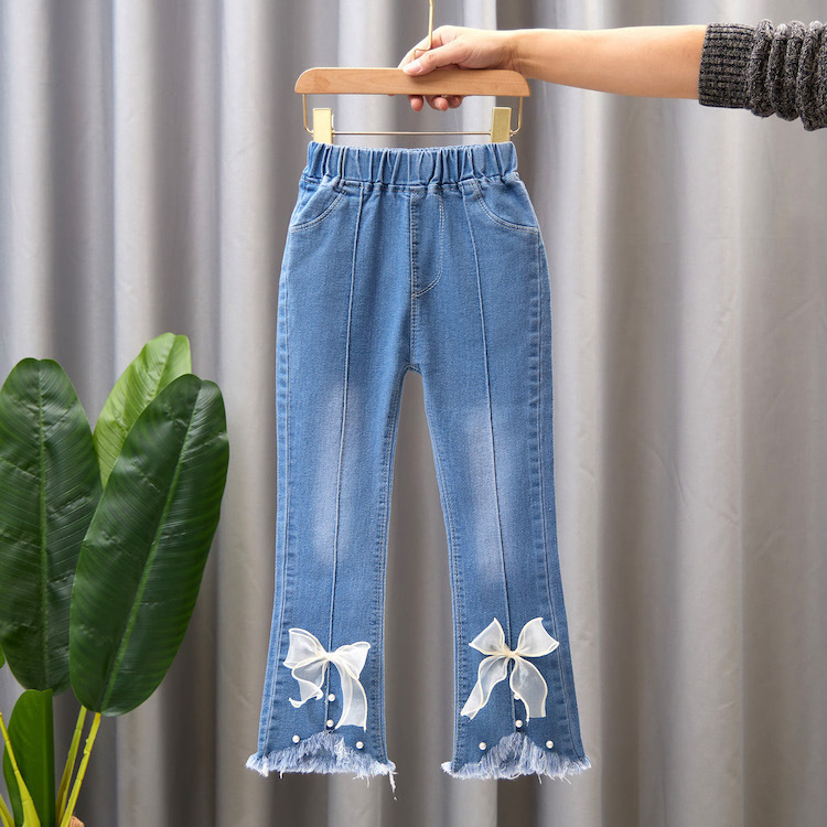 New CUHK children's slim fit jeans girls' flared pants