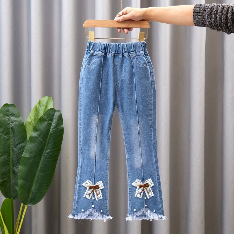 New CUHK children's slim fit jeans girls' flared pants