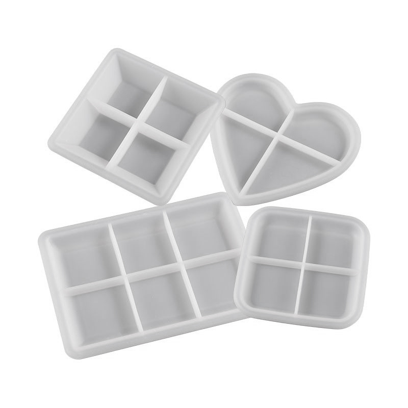 Heart Shape Tray Silicone Molds DIY Concrete Cement Plaster Epoxy Resin Geometric Storage Dish Plate Mould Home Handicraft Decor
