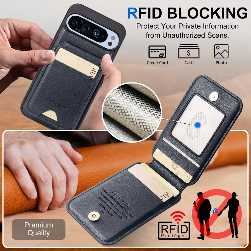 2 in 1 Detachable Magsafe Card Bag Leather Case for Google Pixel 10 9 Pro XL 8 7 6 Pro 6A 7A 8A Luxury Anti Drop Business Cover