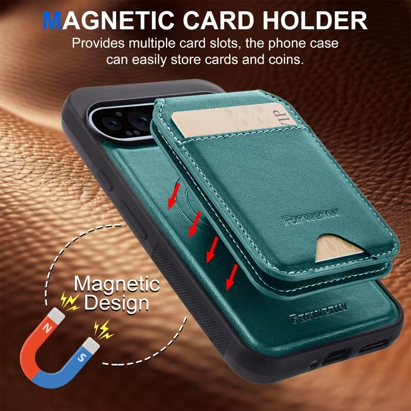 2 in 1 Detachable Magsafe Card Bag Leather Case for Google Pixel 10 9 Pro XL 8 7 6 Pro 6A 7A 8A Luxury Anti Drop Business Cover