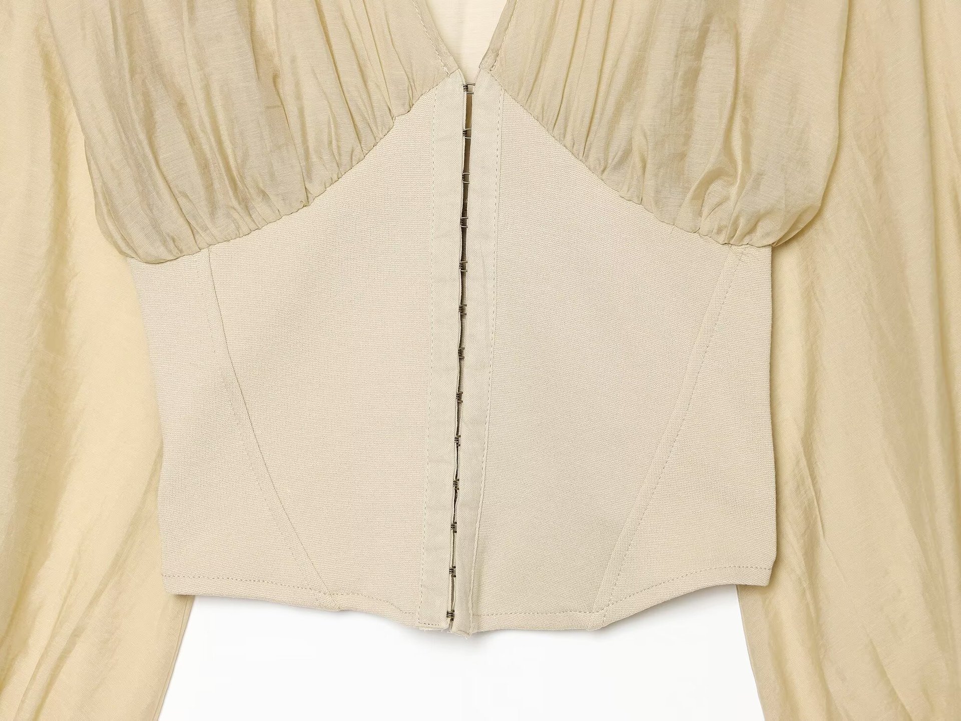 ZARZ European and American style New model Sexy Women's stylish V-neck Patchwork Waist Sealed Long Sleeved Top