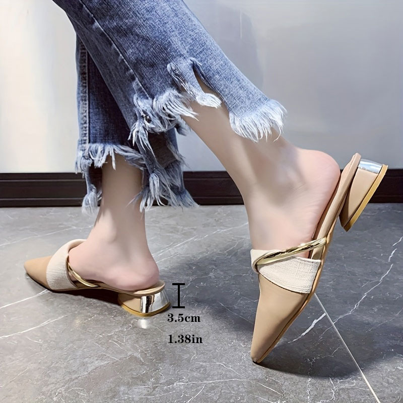Free delivery of high-quality 2026 new summer women's clothing hot selling pointed toe thick heel half slippers with toe caps