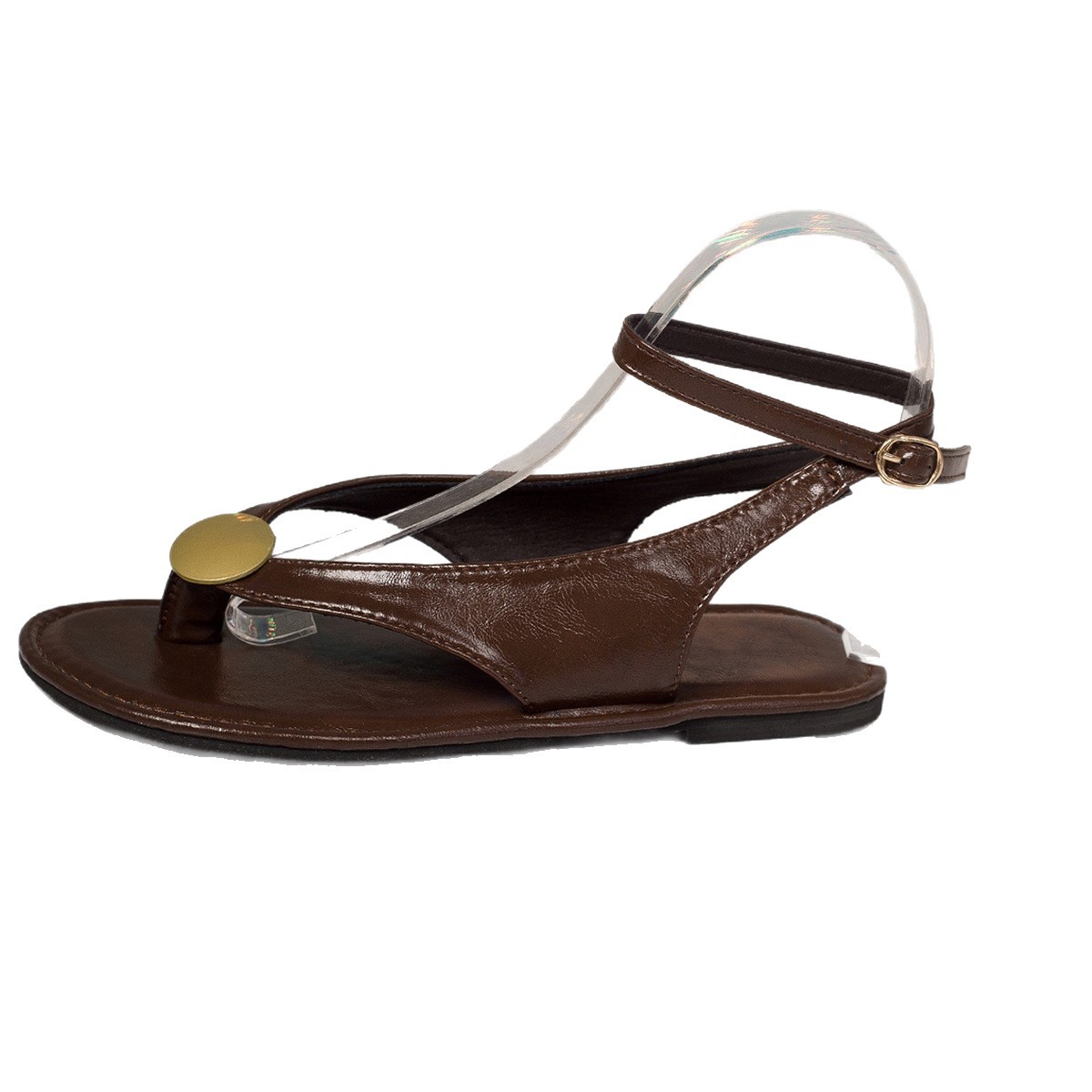 Free delivery of high-quality 2026 new summer women's clothing hot selling flat bottomed toe metal buckle herringbone sandals