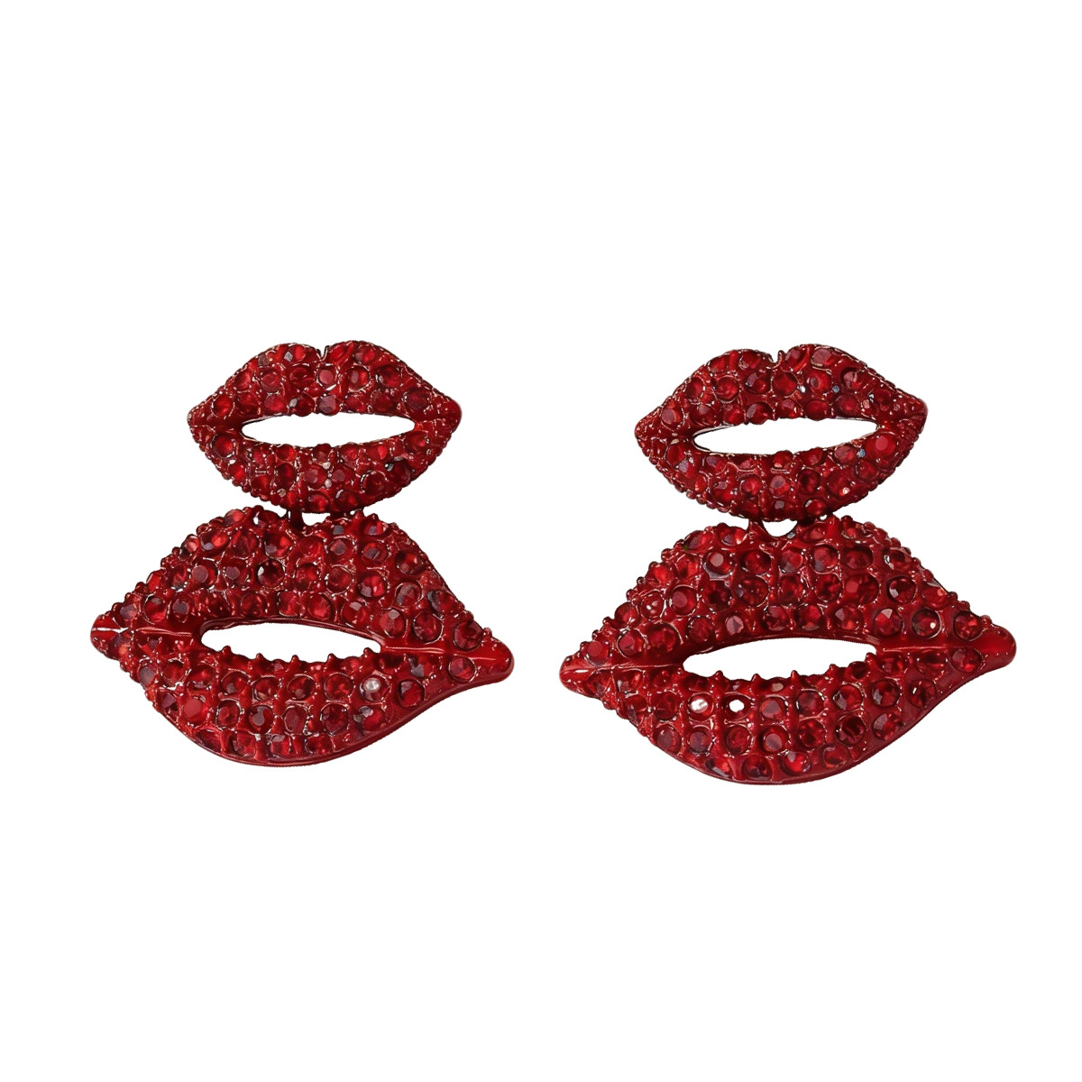 European and American earrings Ladies' Geometric Personalized Lips Diamond Pendant Earrings Versatile high-end earrings