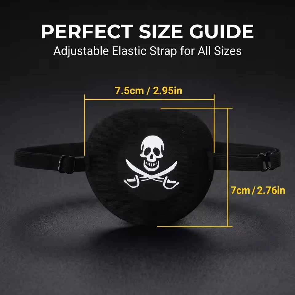 Soft Comfortable Pirate Eye Patch With High Elasticity Sponge Single Eye Cover For Halloween And Christmas Pirate-Themed Parties