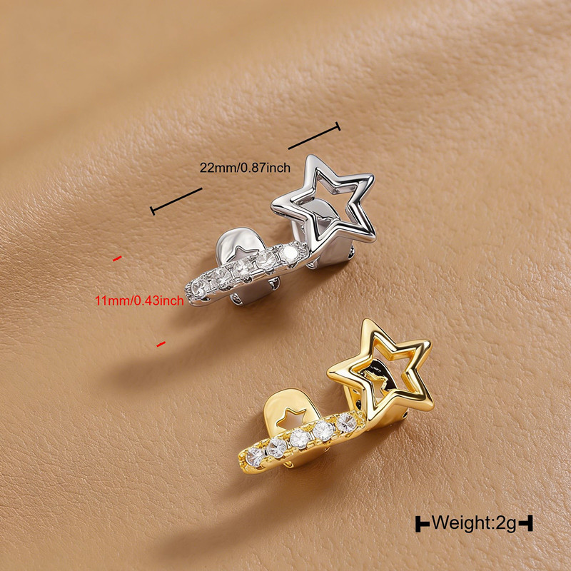 1Pc Fashionable Women's Tooth Jewelry Hollow Five-Pointed Star & Bar Zirconia Double Tooth Accessory Unique Dental Jewelry