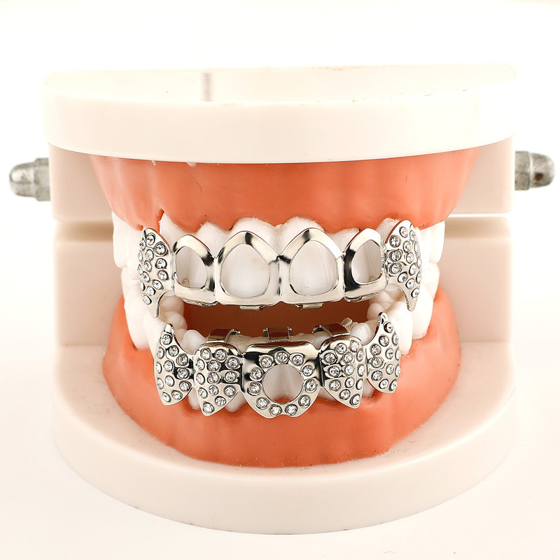 1Set Hollow Vampire Fang Silver Tooth Grill Edgy Teeth Cap Decorations for Halloween Cosplay Tooth Grill Teeth Jewellery