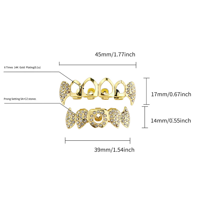 1Set Hollow Vampire Fang Silver Tooth Grill Edgy Teeth Cap Decorations for Halloween Cosplay Tooth Grill Teeth Jewellery