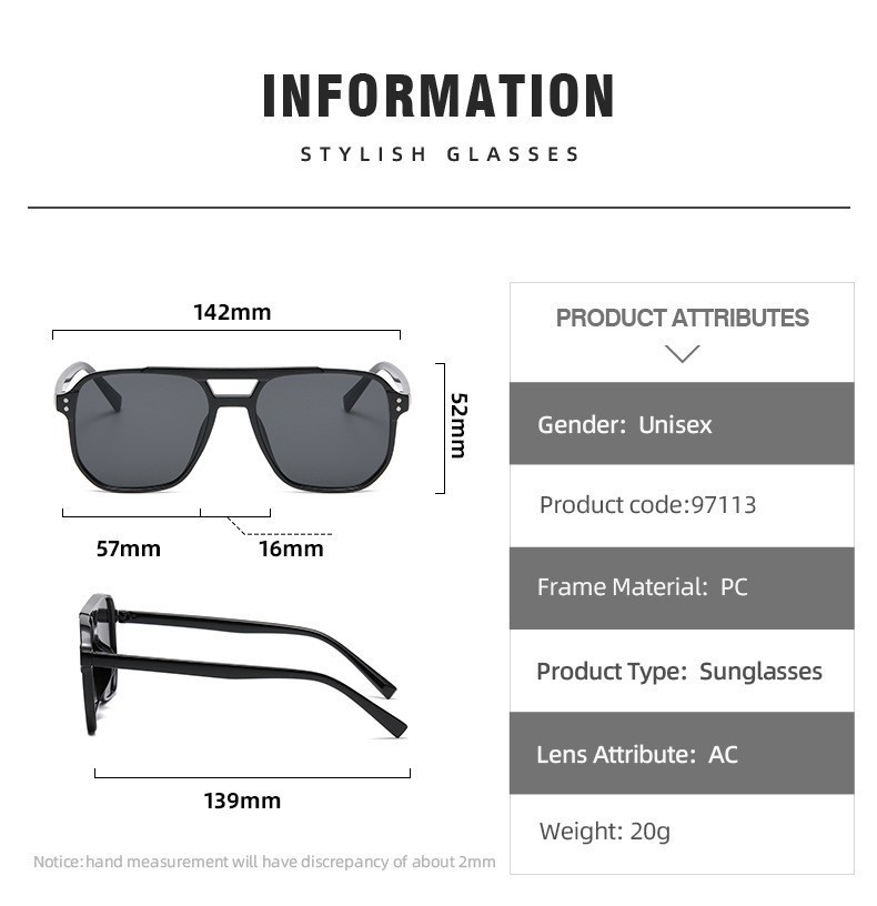 Square Frame Sunglasses Anti-UV Travel Accessories Retro Eyewear Beach Eye Protection Black Shades Glasses Summer Decor