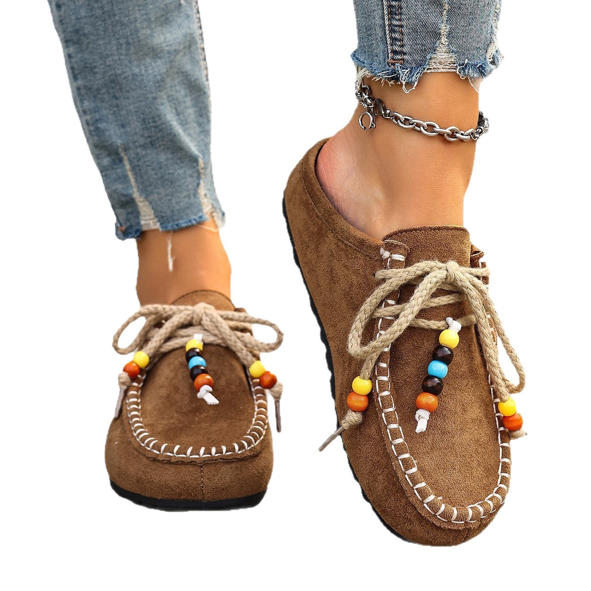 Free delivery of high-quality 2026 new summer women's clothing hot selling bead lazy baotou half slippers