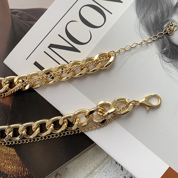 European and American retro portrait exaggerated thick chain necklace double-layer personality chain hip-hop necklace short