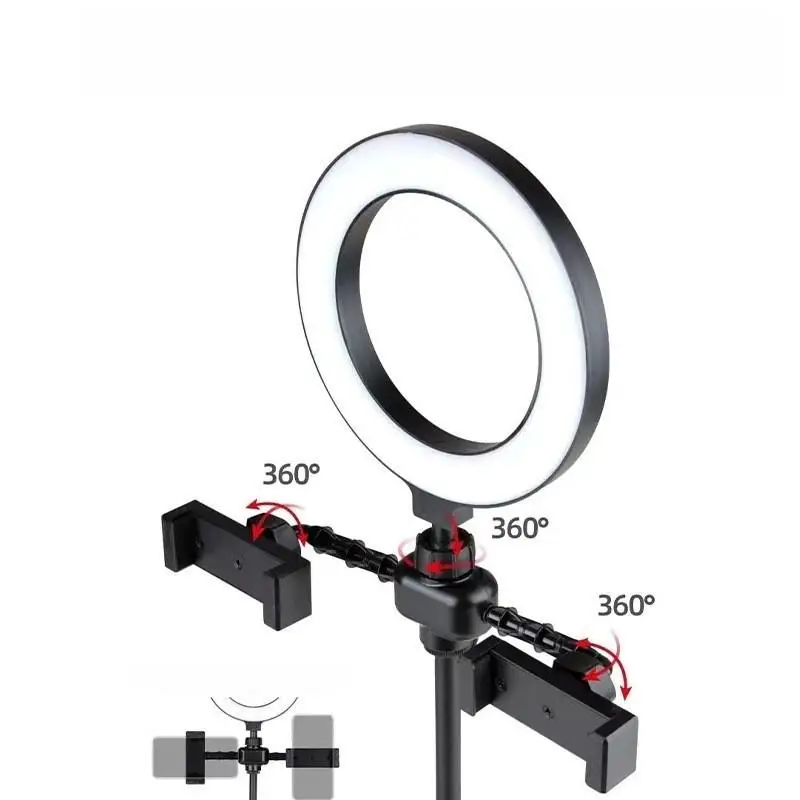 Dual-camera Fill Light Stand Professinonal Fill Light 3CCT/RGB With Tripod & Phone Holder For Live Streaming