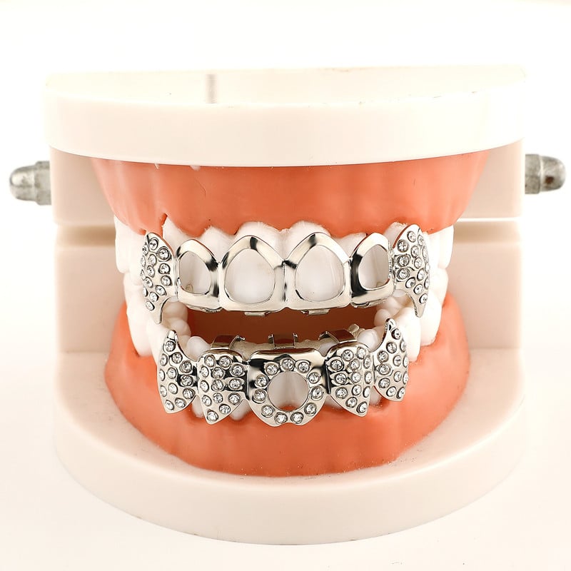 1Set Hollow Vampire Fang Silver Tooth Grill Edgy Teeth Cap Decorations for Halloween Cosplay Tooth Grill Teeth Jewellery