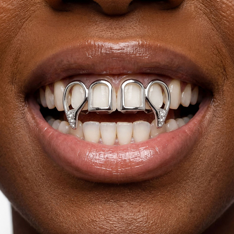 2Pcs Hip-Hop Fashion Hollow Teeth Accessory - Unisex Halloween Party Gift for Hip-Hop Style Enthusiasts,Costume Jewelry