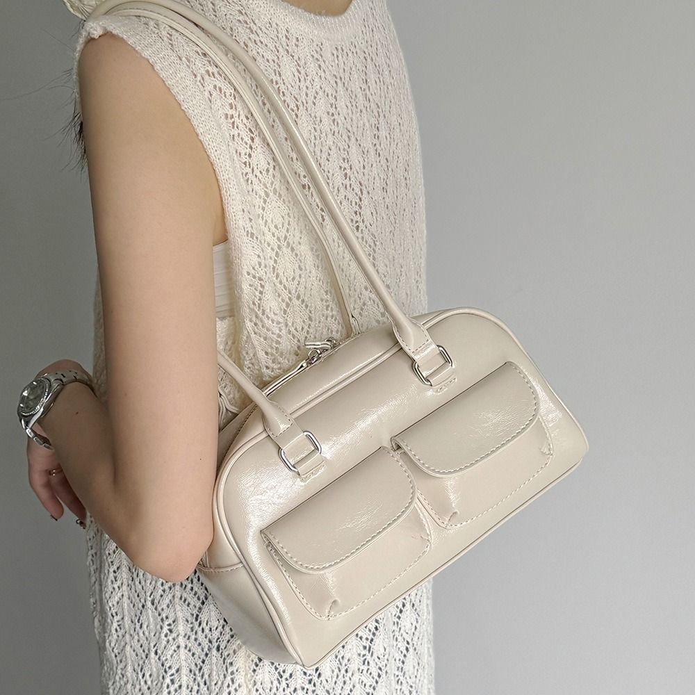 Women Bowling Bag Handbag Vintage Small Shoulder Unique Design Underarm Purse Daily Use Commuting Casual Fashion Shoulder Bag